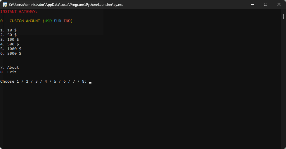 Python Instant Chasout