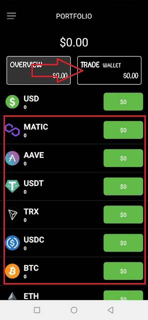 Click the Trading Wallet