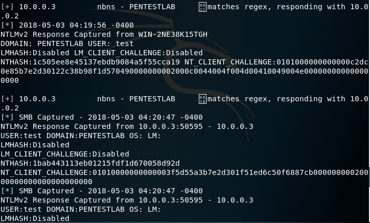 expected result hash captured with Metasploit Framework.From pentestlab.com